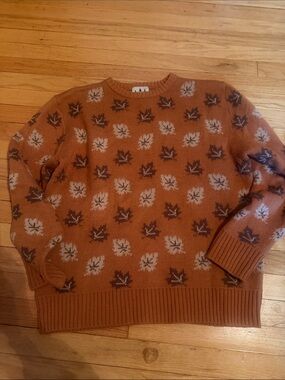 Kiel James Patrick Men's Brown Leaf Pattern Crewneck Sweater Medium